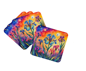 Colorful Iris Foam Coasters (Color: 194030783122)