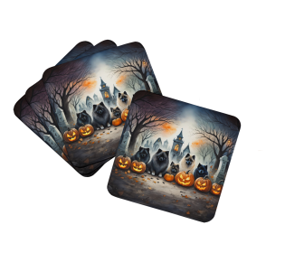 Keeshond Spooky Halloween Foam Coasters (Color: 194030775134)