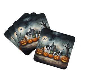 Saint Bernard Spooky Halloween Foam Coasters (Color: 194030775172)
