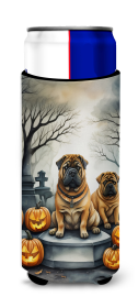 Shar Pei Spooky Halloween Hugger for Ultra Slim Cans (Color: 194030774489)
