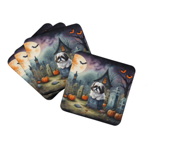 Shih Tzu Spooky Halloween Foam Coasters (Color: 194030775219)