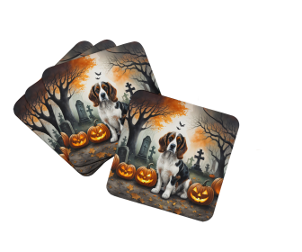 Welsh Springer Spaniel Spooky Halloween Foam Coasters (Color: 194030775240)