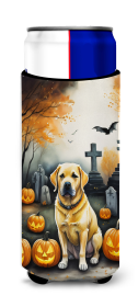 Yellow Labrador Retriever Spooky Halloween Hugger for Ultra Slim Cans (Color: 194030774557)