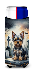 Yorkshire Terrier Spooky Halloween Hugger for Ultra Slim Cans (Color: 194030774571)