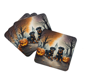 Rottweiler Spooky Halloween Foam Coasters (Color: 194030775295)