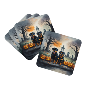 Rottweiler Spooky Halloween Foam Coasters (Color: 194030775301)