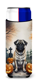 Fawn Pug Spooky Halloween Hugger for Ultra Slim Cans (Color: 194030774601)