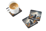 Black Pug Spooky Halloween Foam Coasters