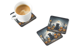 Black Pug Spooky Halloween Foam Coasters