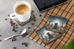 Black Pug Spooky Halloween Foam Coasters