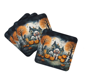 Poodle Spooky Halloween Foam Coasters (Color: 194030775349)