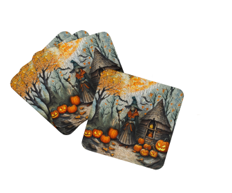 Slavic Witch Spooky Halloween Foam Coasters (Color: 194030777817)