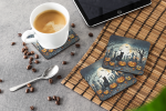 Black Cat Spooky Halloween Foam Coasters