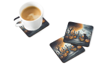 Black Cat Spooky Halloween Foam Coasters