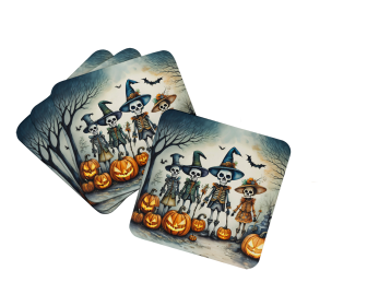 Calacas Skeletons Spooky Halloween Foam Coasters (Color: 194030777879)