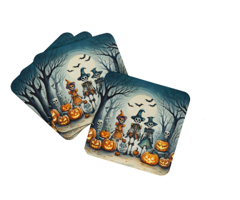 Calacas Skeletons Spooky Halloween Foam Coasters (Color: 194030777886)