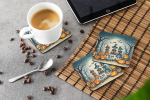 Calacas Skeletons Spooky Halloween Foam Coasters