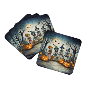 Calacas Skeletons Spooky Halloween Foam Coasters (Color: 194030777893)