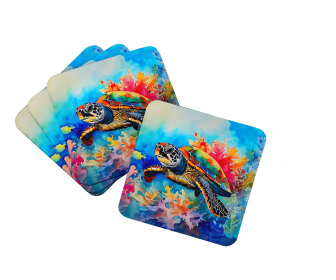 Loggerhead Sea Turtle Foam Coasters (Color: 198453024275)