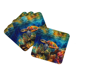 Loggerhead Sea Turtle Foam Coasters (Color: 198453024282)