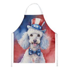 White Poodle Patriotic American Apron (Color: DAC5782)