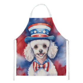 White Poodle Patriotic American Apron (Color: DAC5783)