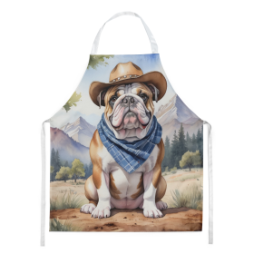 English Bulldog Cowboy Welcome Apron (Color: DAC5892)