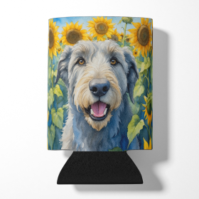 Irish Wolfhound in Sunflowers Can or Bottle Hugger (Color: 198453232069)