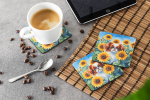 Japanese Chin in Sunflowers Foam Coasters