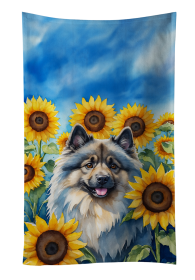Keeshond in Sunflowers Kitchen Towel (Color: 198453049148)