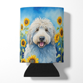 Komondor in Sunflowers Can or Bottle Hugger (Color: 198453232137)