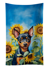 Miniature Pinscher in Sunflowers Kitchen Towel (Color: 198453049308)