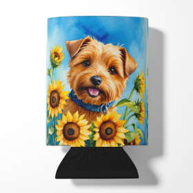 Norfolk Terrier in Sunflowers Can or Bottle Hugger (Color: 198453232311)