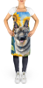 Norwegian Elkhound in Sunflowers Apron
