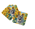 Norwegian Elkhound in Sunflowers Foam Coasters