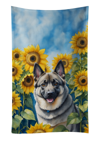 Norwegian Elkhound in Sunflowers Kitchen Towel (Color: 198453049353)