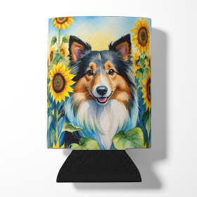 Sheltie in Sunflowers Can or Bottle Hugger (Color: 198453232663)