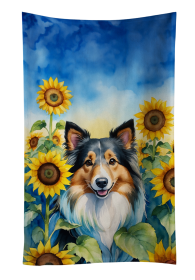 Sheltie in Sunflowers Kitchen Towel (Color: 198453049698)