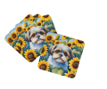 Shih Tzu in Sunflowers Foam Coasters