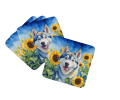 Siberian Husky in Sunflowers Foam Coasters