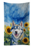 Siberian Husky in Sunflowers Kitchen Towel