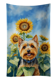 Silky Terrier in Sunflowers Kitchen Towel (Color: 198453049742)