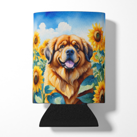 Tibetan Mastiff in Sunflowers Can or Bottle Hugger (Color: 198453232724)