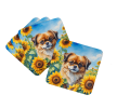 Tibetan Spaniel in Sunflowers Foam Coasters