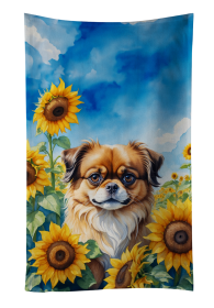 Tibetan Spaniel in Sunflowers Kitchen Towel (Color: 198453049766)