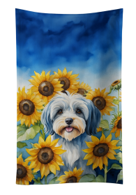 Tibetan Terrier in Sunflowers Kitchen Towel (Color: 198453049773)