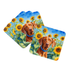 Vizsla in Sunflowers Foam Coasters