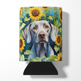Weimaraner in Sunflowers Can or Bottle Hugger (Color: 198453232762)