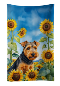 Welsh Terrier in Sunflowers Kitchen Towel (Color: 198453049810)