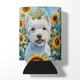 Westie in Sunflowers Can or Bottle Hugger (Color: 198453232793)